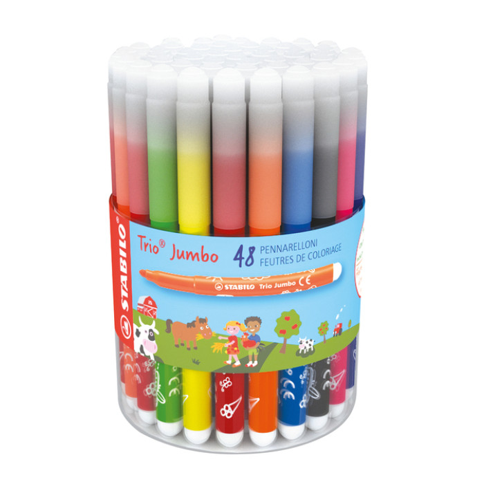 Viltstift STABILO Trio Jumbo 380 XL assorti classpack à 48 stuks
