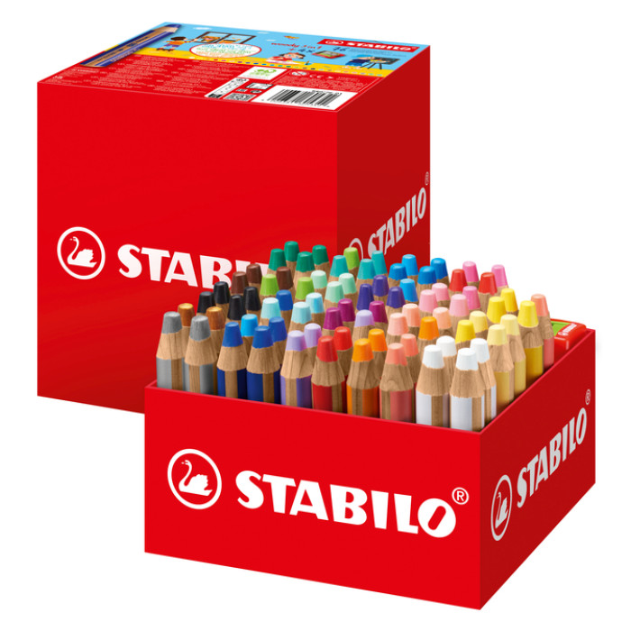 Kleurpotloden STABILO 882 woody 3 in 1 incl 4 slijpers classpack 76st