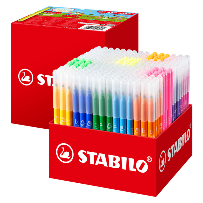 Viltstift STABILO Trio A-Z 378 fijn assorti classpack à 240 stuks