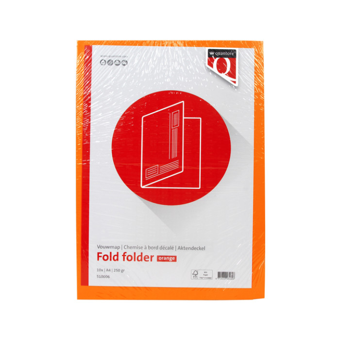 Vouwmap Quantore A4 ongelijke zijde 250gr oranje