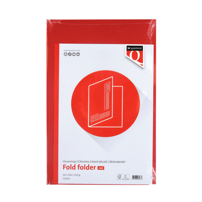 Vouwmap Quantore Folio ongelijke zijde 250gr rood