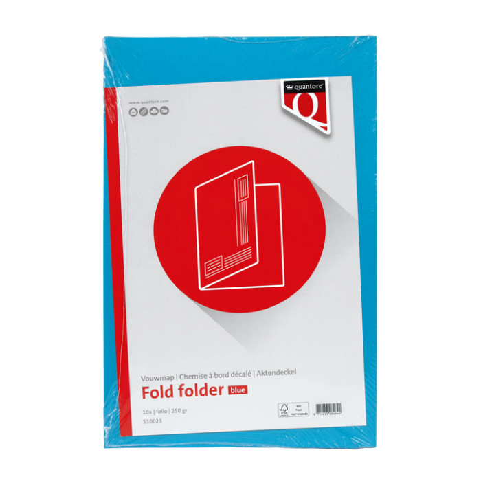 Vouwmap Quantore Folio ongelijke zijde 250gr blauw