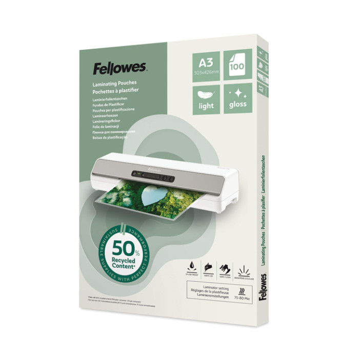Lamineerhoes Fellowes A3 2x75micron recycled glans 100stuks