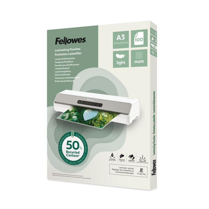 Lamineerhoes Fellowes A3 2x75micron recycled mat 100stuks