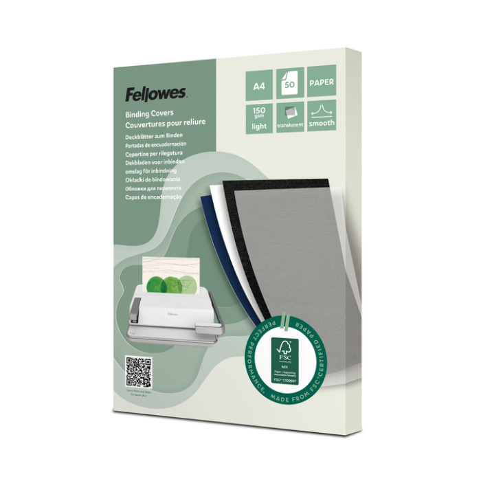 Voorblad Fellowes A4 FSC translucent papier 150gram 50vel