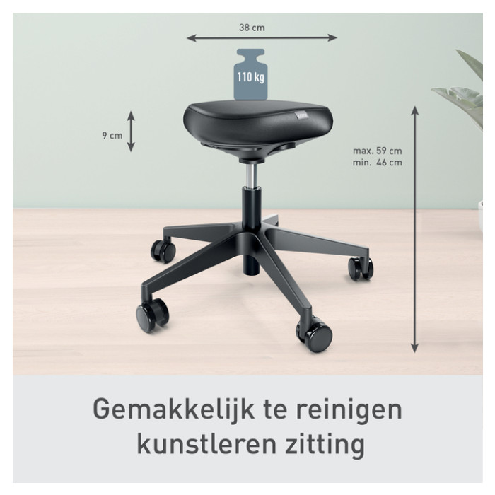 Zitkruk Leitz Ergo met wieltjes en comfortzitting