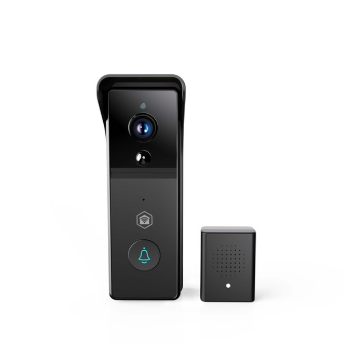 Videodeurbel Nedis Smartlife Wifi 3MP Full HD 1296p zwart