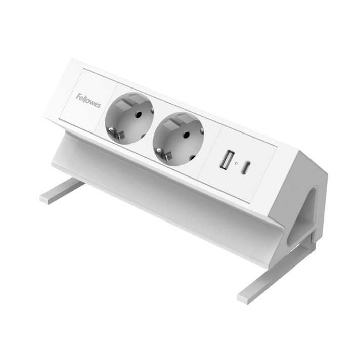 Stekkerdoos Fellowes Power Desk F 2 voudig incl USB A en C 2 meter wit