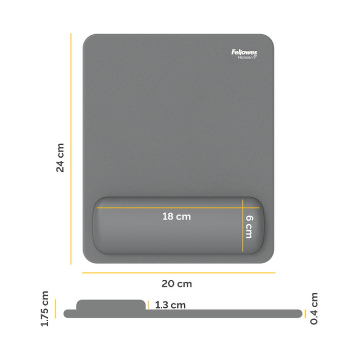 Muismat met polssteun Fellowes Breyta grijs