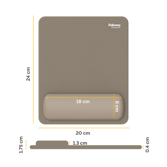 Muismat met polssteun Fellowes Breyta zand