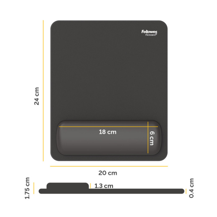 Muismat met polssteun Fellowes Breyta zwart