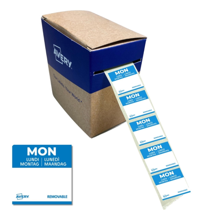 Etiket Avery HACCP maandag-blauw 25x25mm 1000st