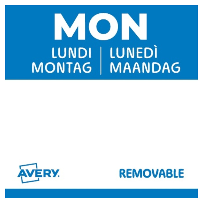 Etiket Avery HACCP maandag-blauw 25x25mm 1000st