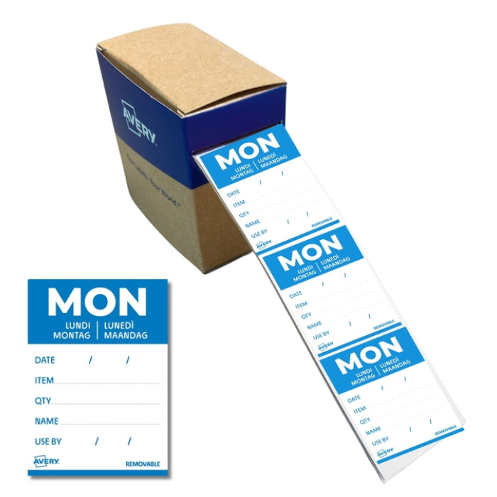 Etiket Avery HACCP maandag-blauw 40x56mm 500st