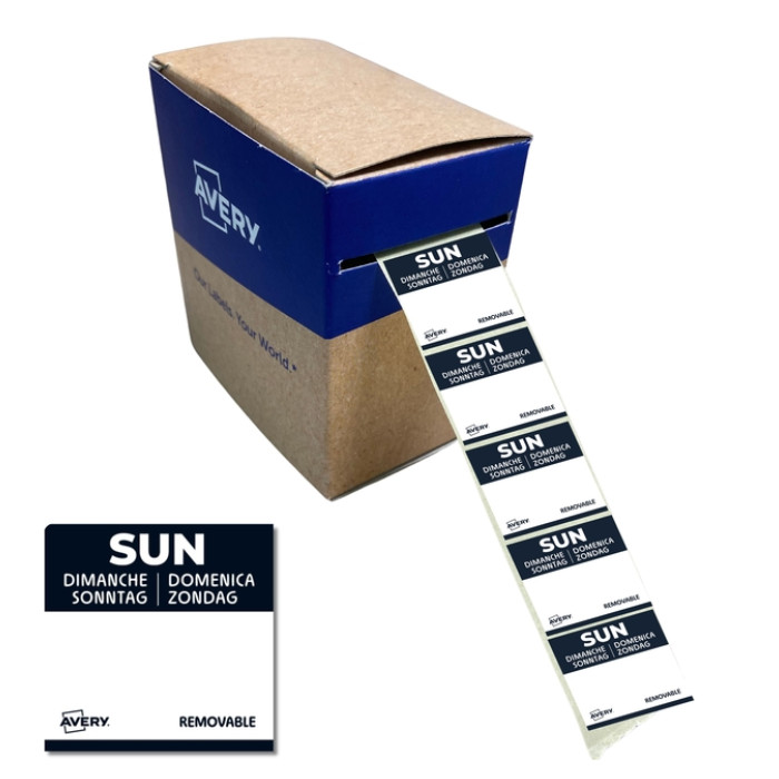 Etiket Avery HACCP zondag-zwart 25x25mm 1000st