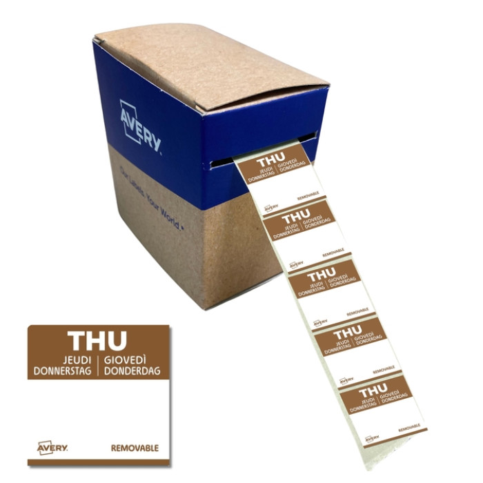 Etiket Avery HACCP donderdag-bruin 25x25mm 1000st