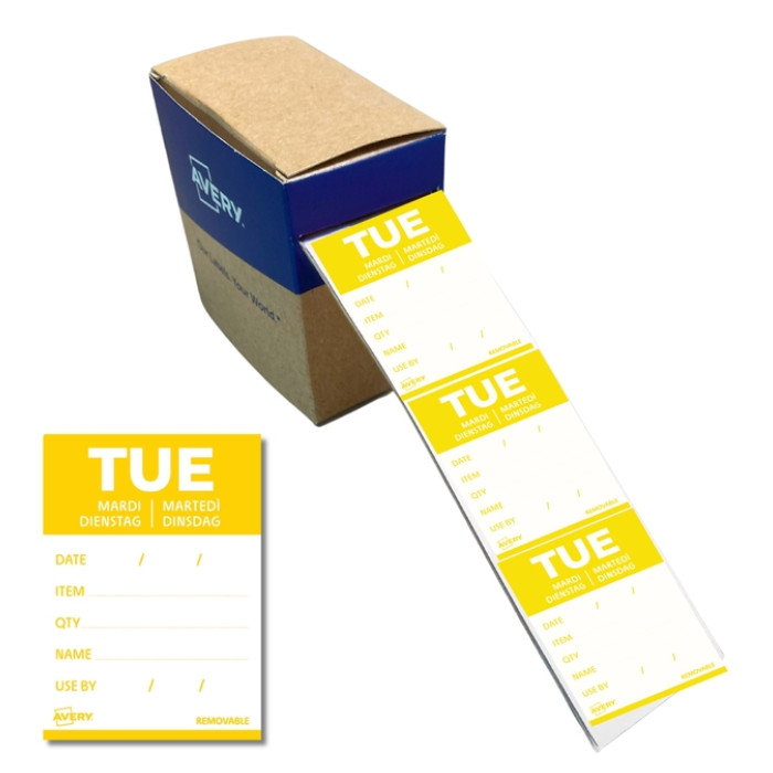 Etiket Avery HACCP dinsdag-geel 40x56mm 500st