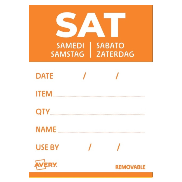 Etiket Avery HACCP zaterdag-oranje 40x56mm 500st