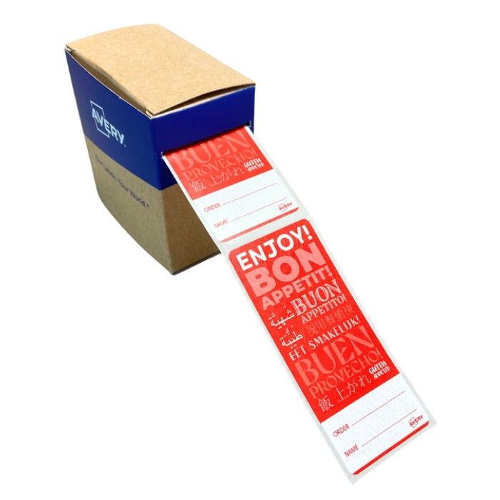 Etiket Avery sluitzegel/breukindicatie rood 40x95mm 250st