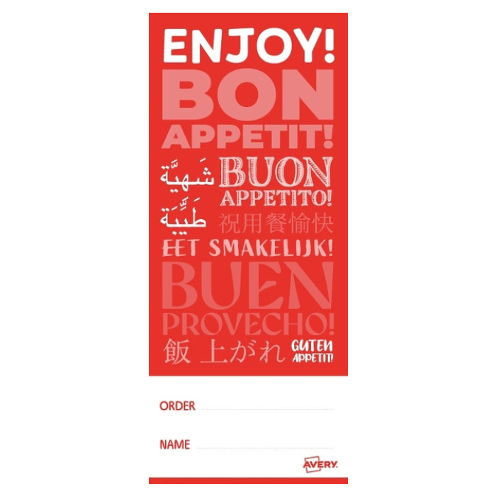 Etiket Avery sluitzegel/breukindicatie rood 40x95mm 250st