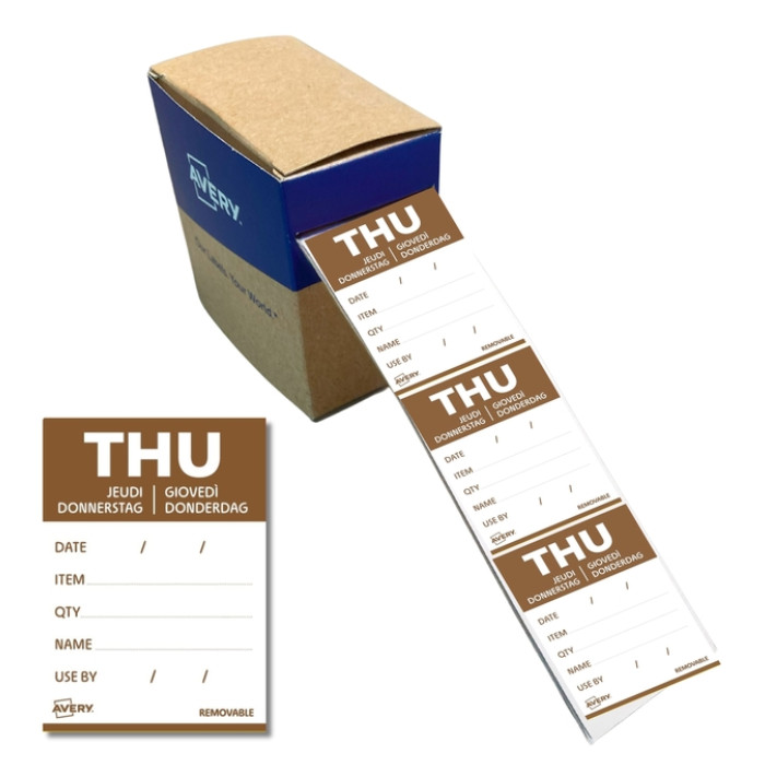 Etiket Avery HACCP donderdag-bruin 40x56mm 500st