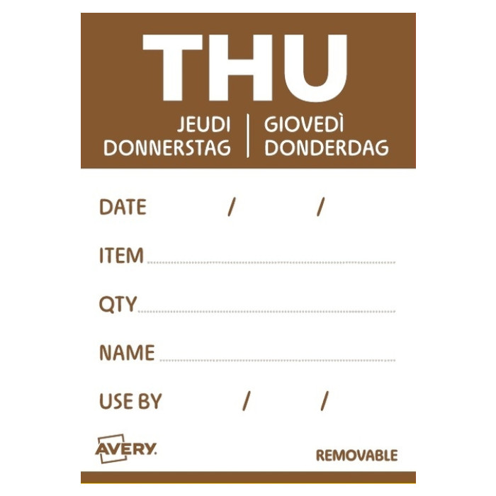 Etiket Avery HACCP donderdag-bruin 40x56mm 500st