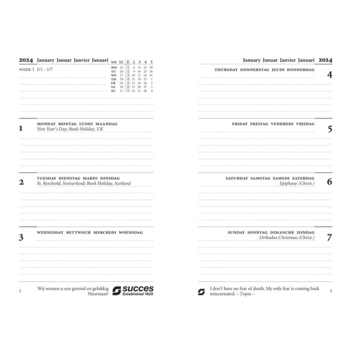 Organizer Succes Cadiz inclusief Mini inhoud 2026 sluitclip bruin