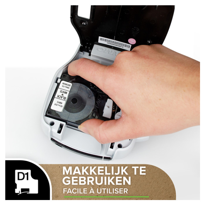 Labeltape Dymo LabelManager D1 polyester 12mmx7m wit op zwart  20 stuks