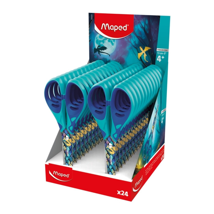 Schaar Maped Dragon 13cm display à 24 stuks blauw