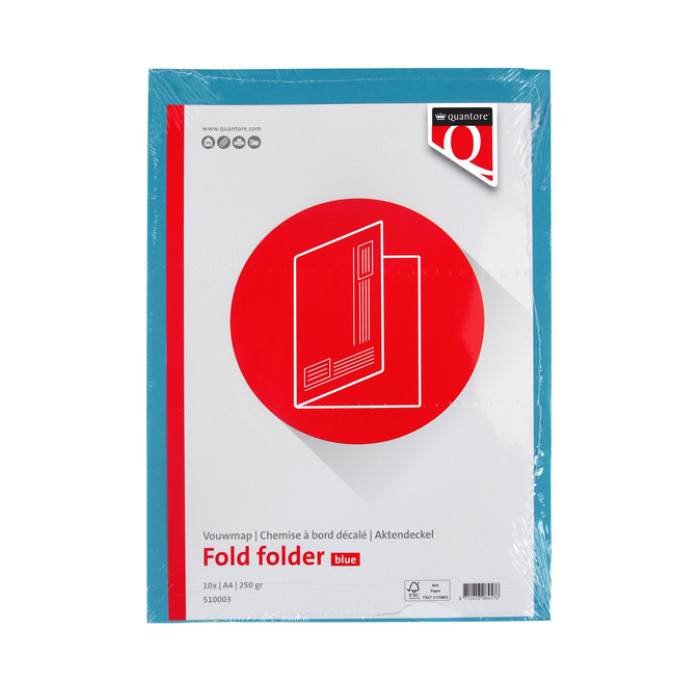 Vouwmap Quantore A4 ongelijke zijde 250gr blauw