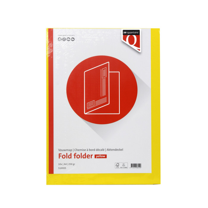 Vouwmap Quantore A4 ongelijke zijde 250gr geel