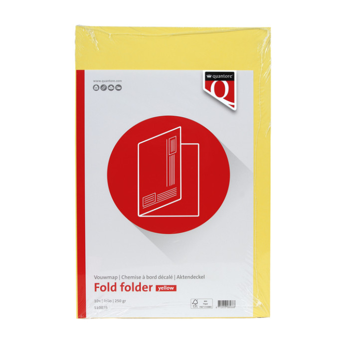 Vouwmap Quantore Folio ongelijke zijde 250gr geel