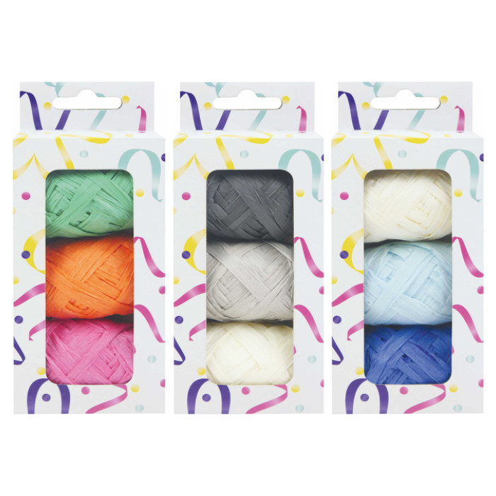 Lint raffia assorti: oranje, groen & roze