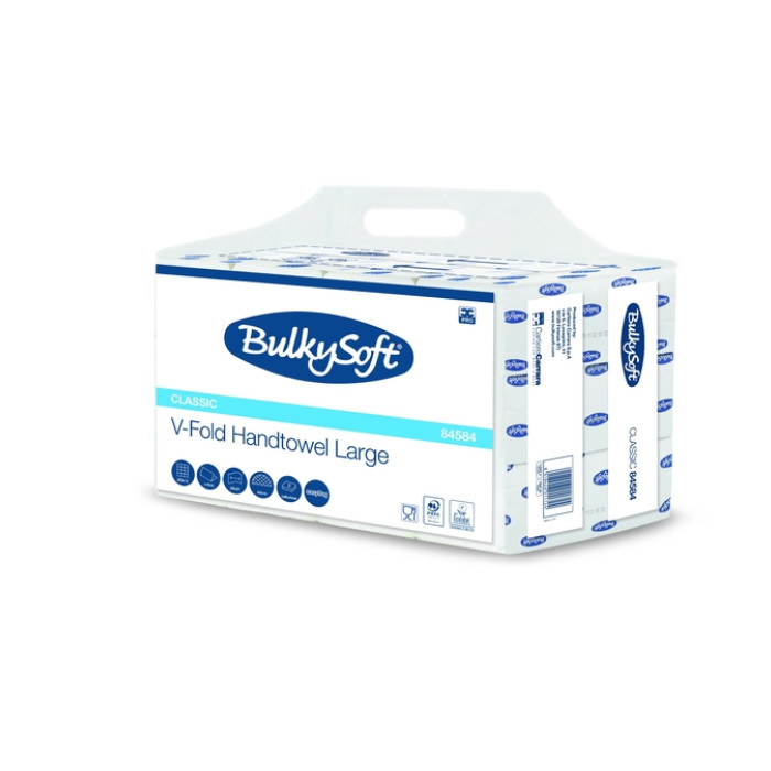 Handdoek BulkySoft Classic v-vouw 2-laags 240x210mm 12x250 vel wit 84584