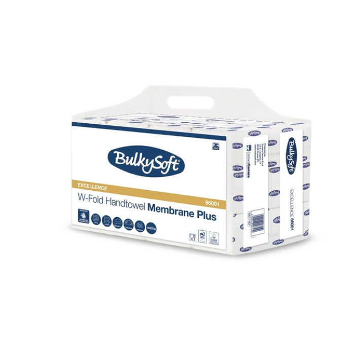 Handdoek BulkySoft Excellence w-vouw 3-laags 205x420mm 12x75 vel wit 86001