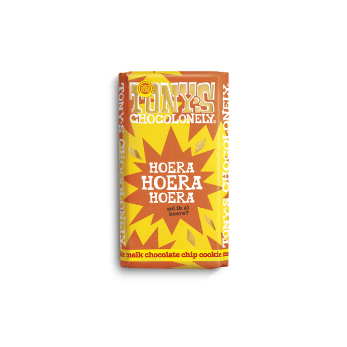 Chocolade Tony's Chocolonely gefeliciteerd melk cocolate chipcookie reep 180gr