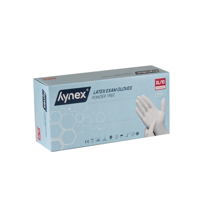 Handschoen Hynex latex XL wit 5gr 100 stuks