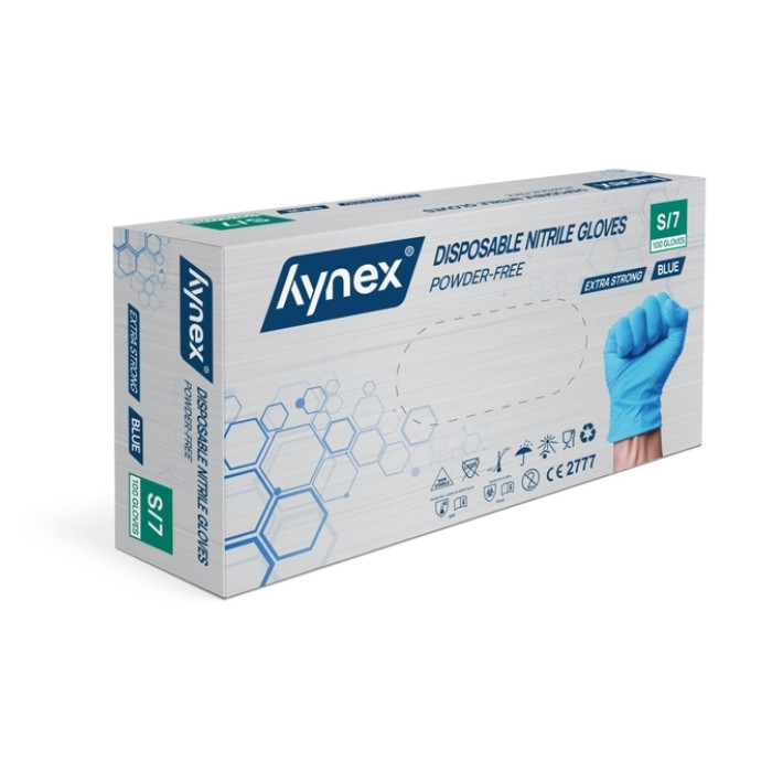 Handschoen Hynex nitril extra sterk S blauw 5gr 100 stuks