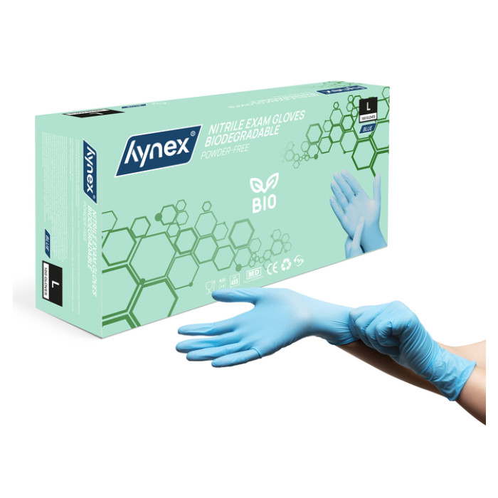 Handschoen Hynex nitril Bio L blauw 3.5gr 100 stuks