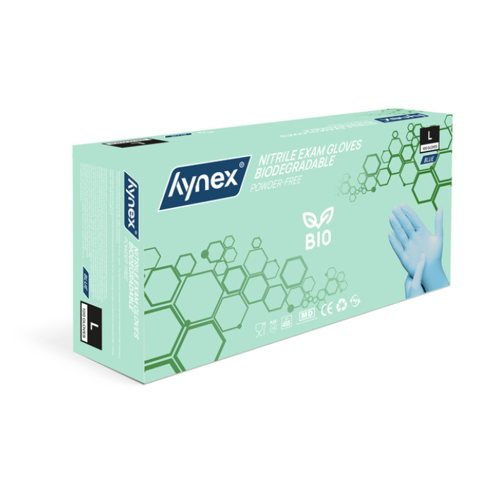 Handschoen Hynex nitril Bio L blauw 3.5gr 100 stuks