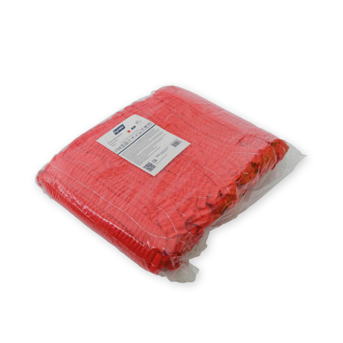 Haarnet Hynex clip non-woven rood pp 100 stuks