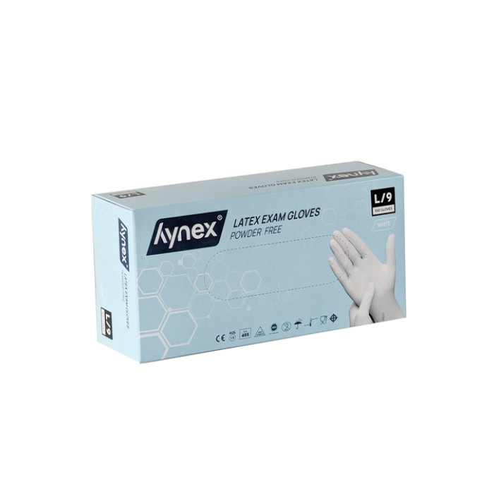 Handschoen Hynex latex L wit 5g 100 stuks