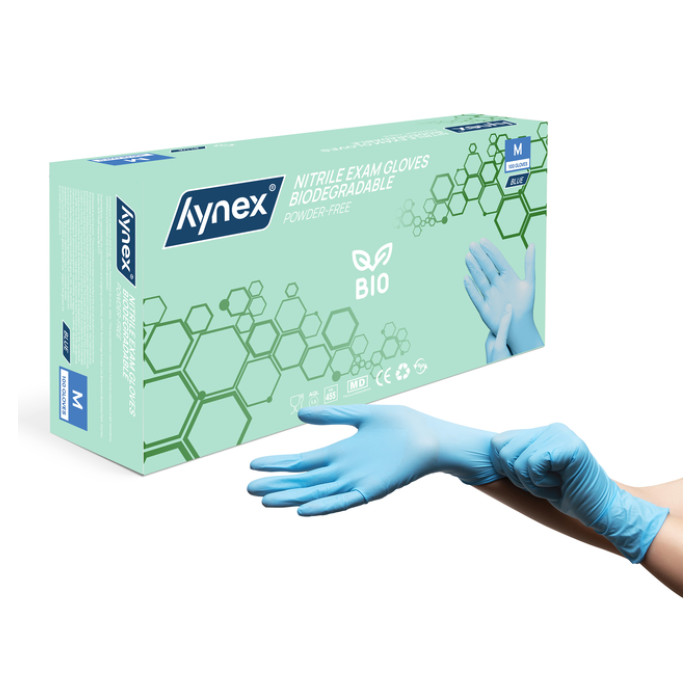 Handschoen Hynex nitril Bio M blauw 3.5gr 100 stuks
