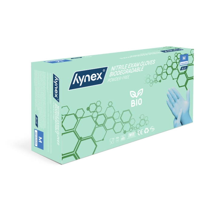 Handschoen Hynex nitril Bio M blauw 3.5gr 100 stuks