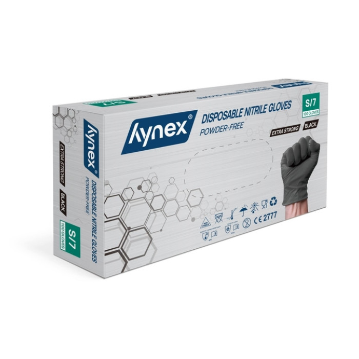 Handschoen Hynex nitril S zwart 5gr extra sterk 100 stuks