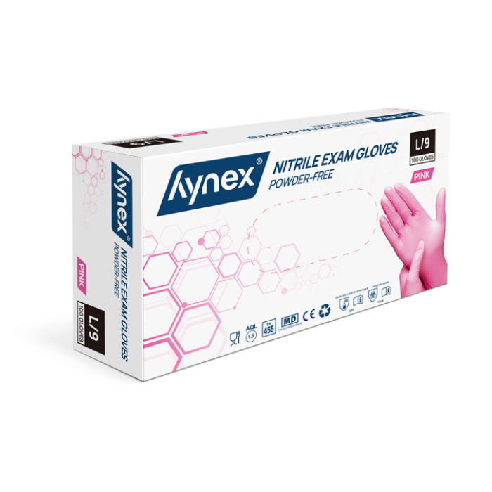 Handschoen Hynex nitril L roze 3.5gr 100 stuks