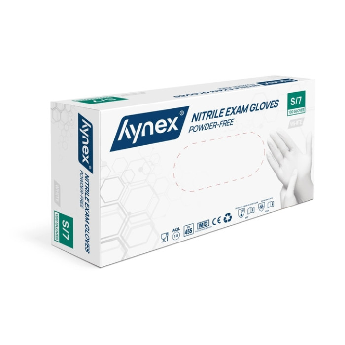 Handschoen Hynex nitril S wit 3.5gr 100 stuks