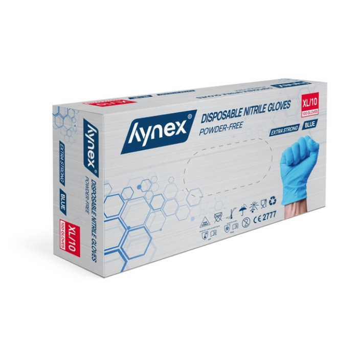 Handschoen Hynex nitril XL blauw 5gr extra sterk 100 stuks