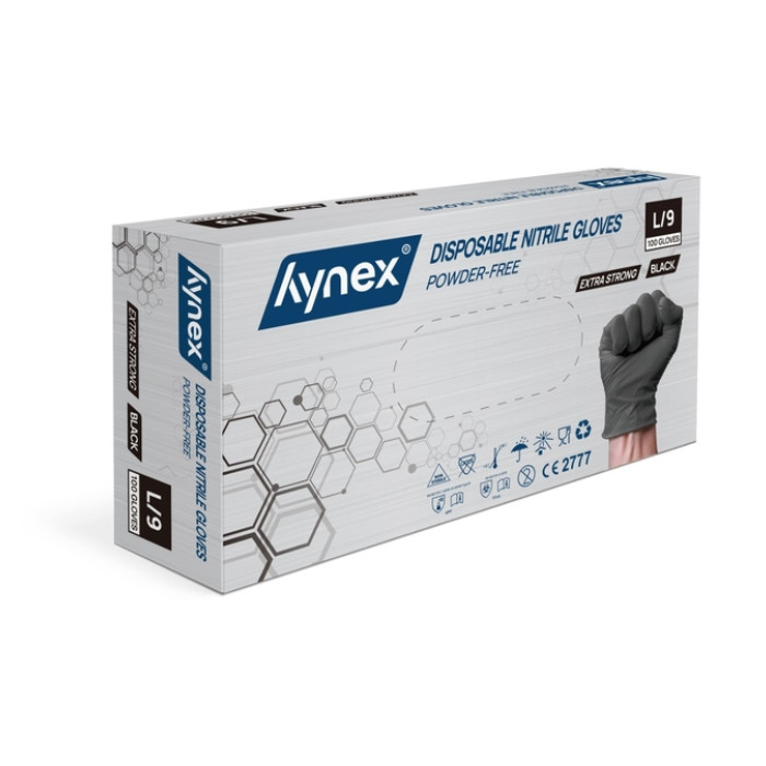 Handschoen Hynex nitril L zwart 5gr extra sterk 100 stuks