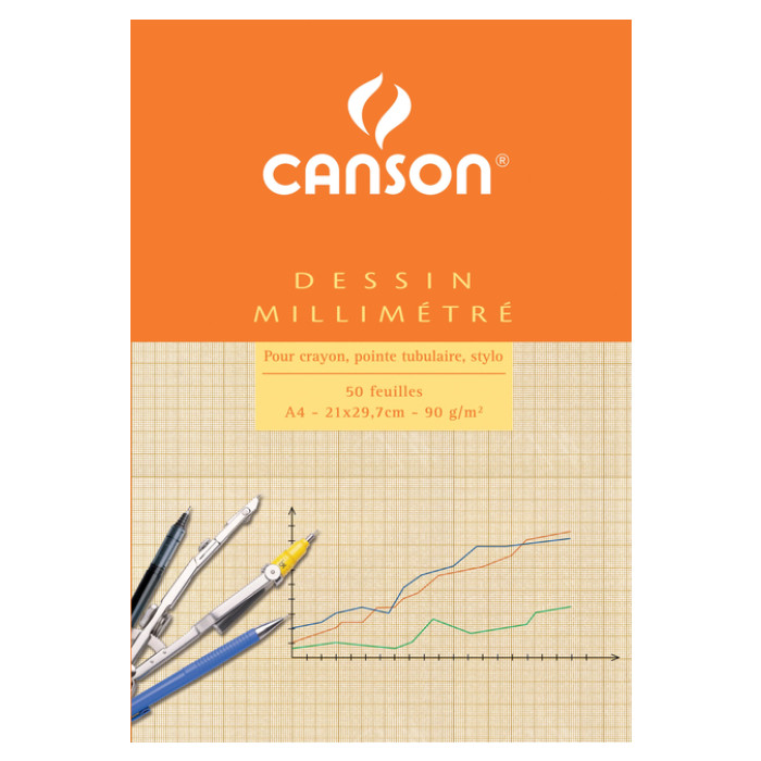 Millimeterblok Canson A4 lichtbruin 50 vel